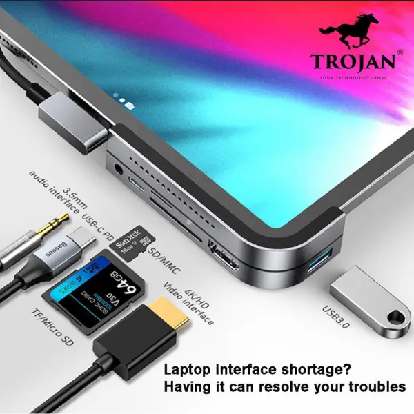 Baseus 8-in-1 USB C Hub Docking Station, USB C Adapter with 4K HDMI, 3 USB 3.0, TF/SD Reader, Ethernet, 100W Power Delivery Compatible with MacBook, Surface, iPad, Steam Deck or Other Type C Devices