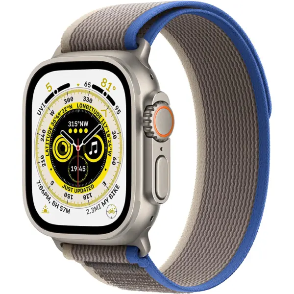Apple Watch Ultra - Case Size 49mm, Titanium Case with (Midnight - Green - Starlight - Orange - Blue and Gray trail Alpine Loop) - Image 3