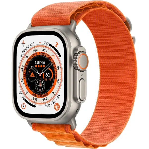 Apple Watch Ultra - Case Size 49mm, Titanium Case with (Midnight - Green - Starlight - Orange - Blue and Gray trail Alpine Loop) - Image 2