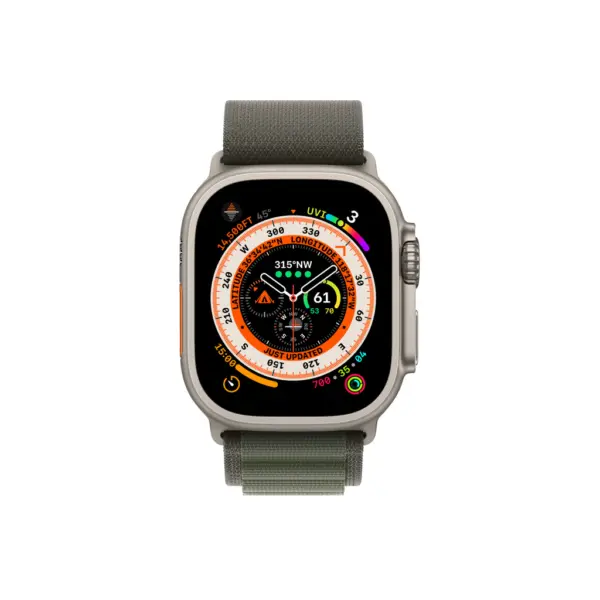 Apple Watch Ultra - Case Size 49mm, Titanium Case with (Midnight - Green - Starlight - Orange - Blue and Gray trail Alpine Loop) - Image 5