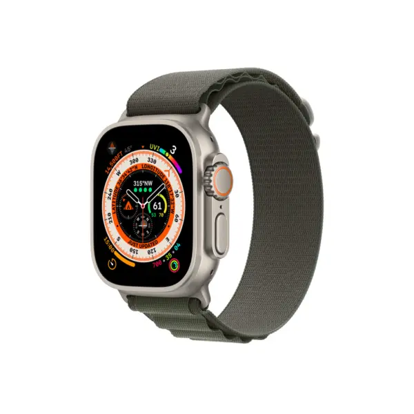 Apple Watch Ultra - Case Size 49mm, Titanium Case with (Midnight - Green - Starlight - Orange - Blue and Gray trail Alpine Loop) - Image 4