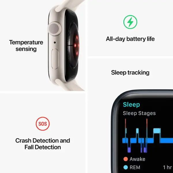 Apple Watch Series 8 45MM, Midnight Aluminum Case with Midnight Sport Band - M/L. Fitness Tracker, Blood Oxygen & ECG Apps, Always-On Retina Display, Water Resistant - Image 6