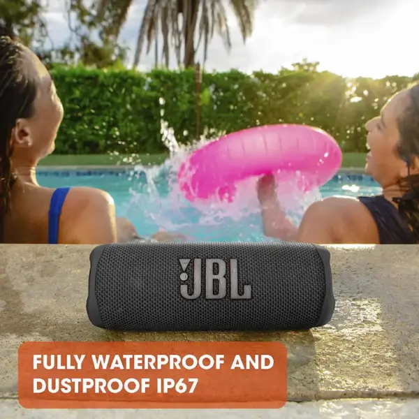 JBL Flip 6 Portable Waterproof Speaker With Original Pro Sound, 2 way speaker, Deep Bass and Powerful Sound, 12 Hours Battery - Black - Image 4