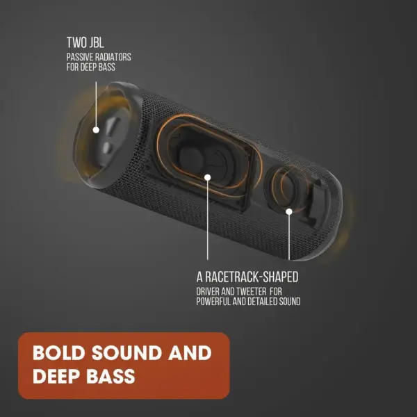 JBL Flip 6 Portable Waterproof Speaker With Original Pro Sound, 2 way speaker, Deep Bass and Powerful Sound, 12 Hours Battery - Black - Image 3