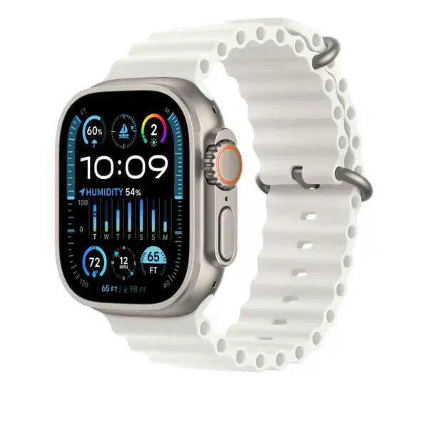 Apple Watch Ultra 2 - 49mm - Titanium Case with White - Olive - Blue Ocean Band (GPS Cellular) - Image 3