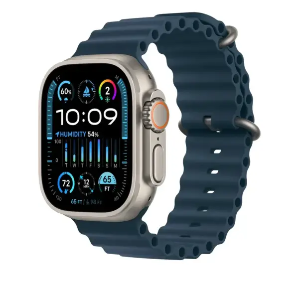 Apple Watch Ultra 2 - 49mm - Titanium Case with White - Olive - Blue Ocean Band (GPS Cellular) - Image 4