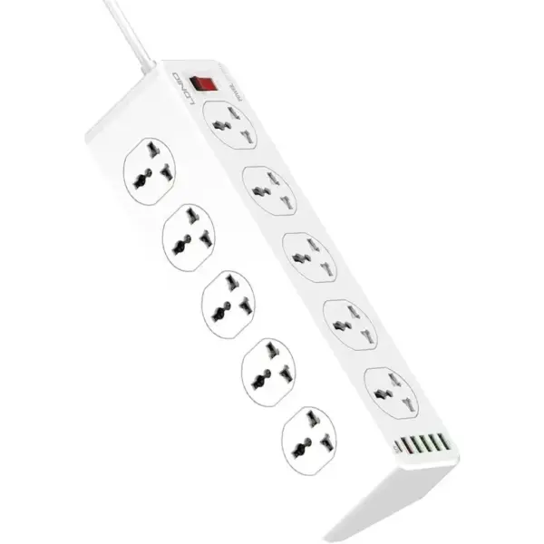 LDNIO SC10610: Ultimate Power Strip with 10 Power Sockets, 5 USB Ports, and Type-C PD Charging 2500W - 2M White