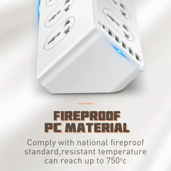 LDNIO SC10610: Ultimate Power Strip with 10 Power Sockets, 5 USB Ports, and Type-C PD Charging 2500W - 2M White - Image 3