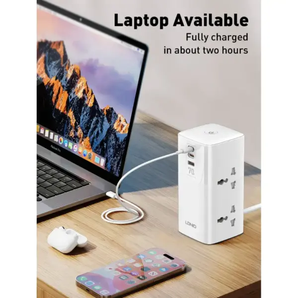 LDNIO SC4383, 4 Power Ports, 70W 2 USB-C PD Ports & 1 USB Port - Ultimate Charging Station - Image 7